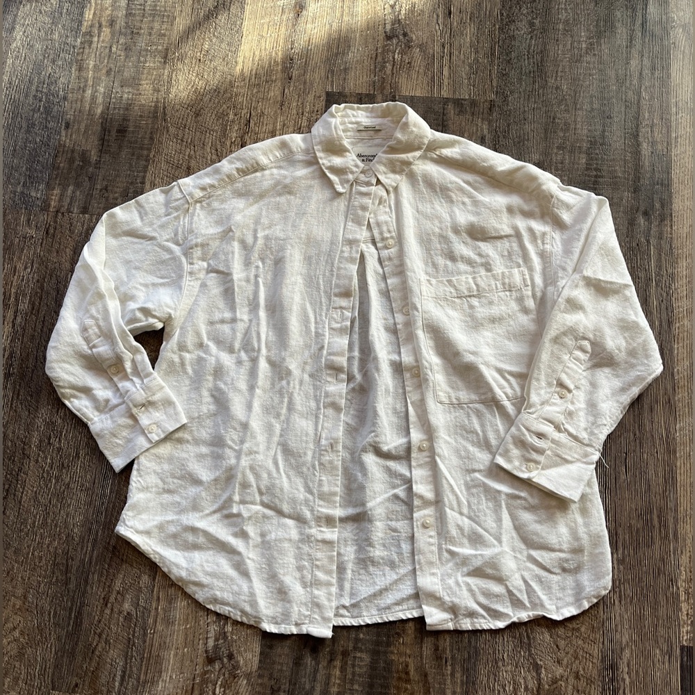 Abercrombie and Fitch Oversized White Linen Shirt